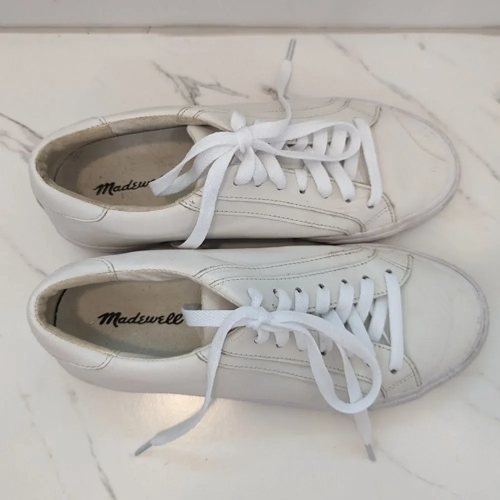 Madewell Off-White Sidewalk Low Top Leather Upper Sneakers Tennis Shoes Size 7.5